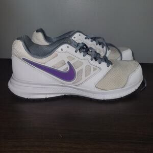 Nike Downshifter 6 Running Shoes Womens Sz 8.5 White Purple Sneakers 684765-150